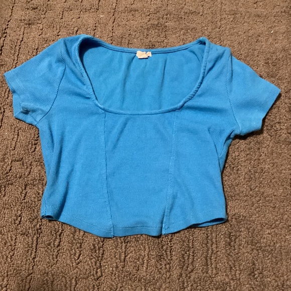 GARAGE blue corset style cropped tee - Picture 1 of 3